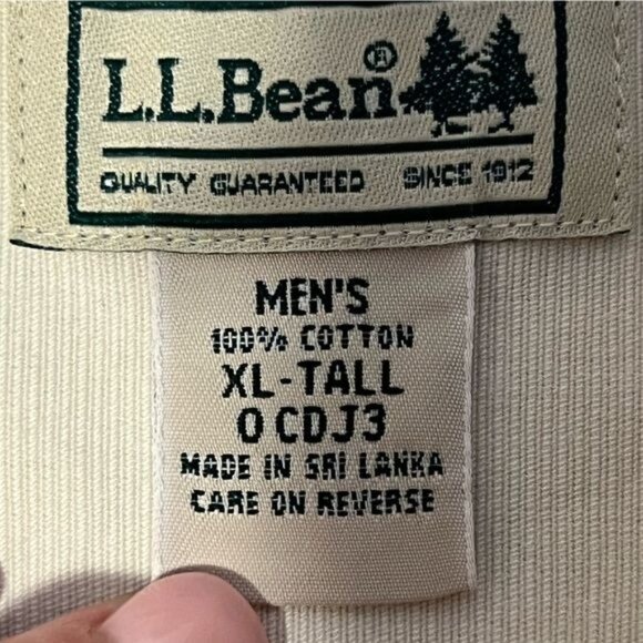 L.L. Bean Men’s Shirt Canvas Cotton Work Shirt Size XL Tall Off White Gorpcore - Picture 4 of 10